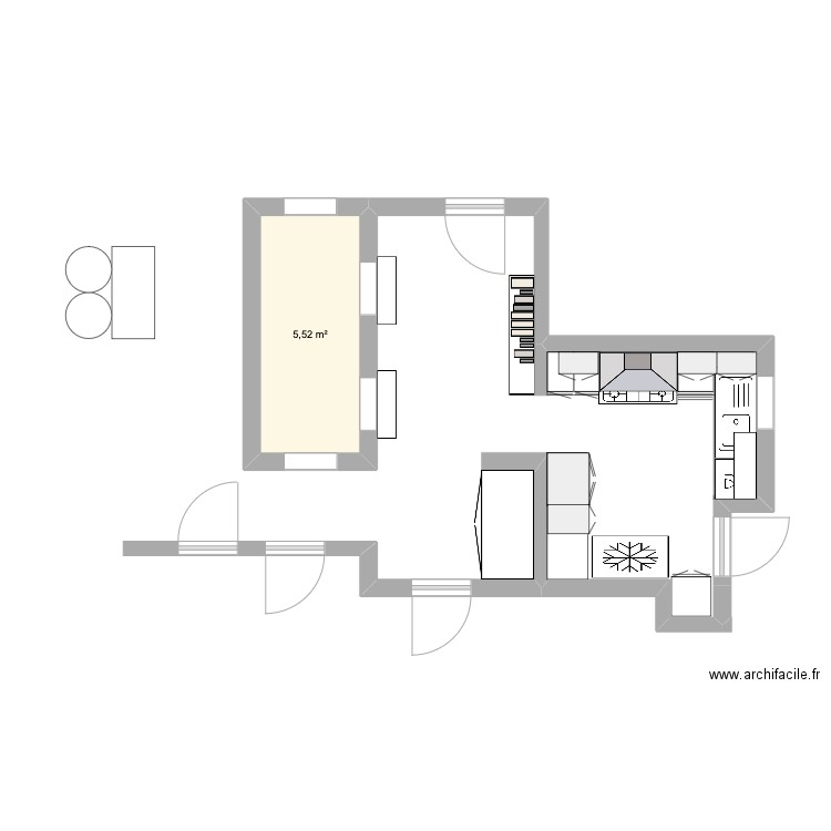 Kitchen Original. Plan de 1 pièce et 6 m2