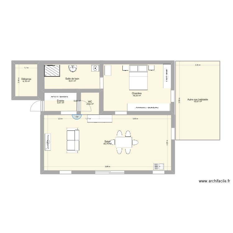 ESQUISSE 0325. Plan de 8 pièces et 97 m2