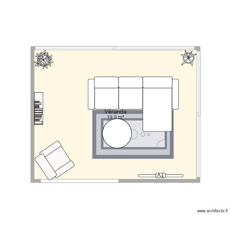 Veranda . Plan de 1 pièce et 20 m2