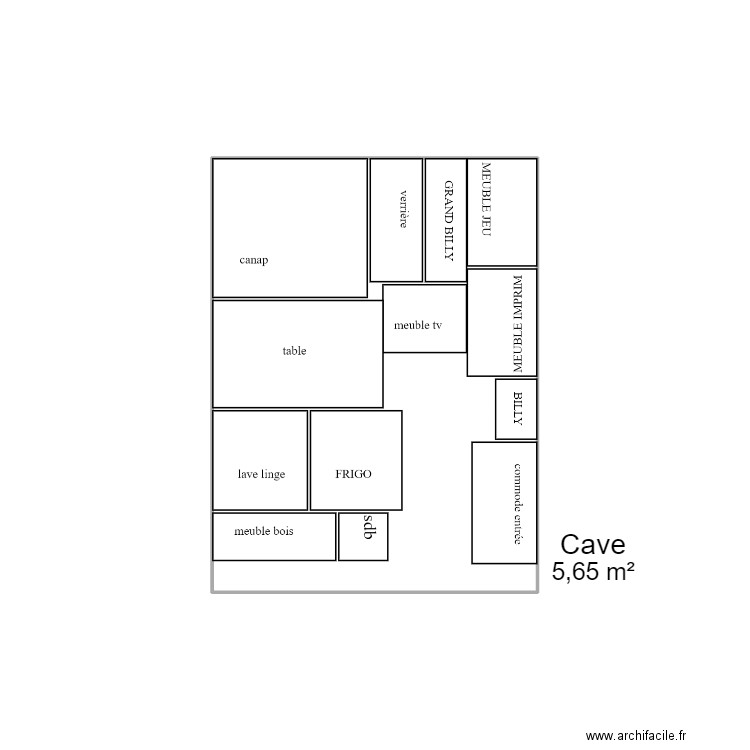 box2. Plan de 1 pièce et 6 m2