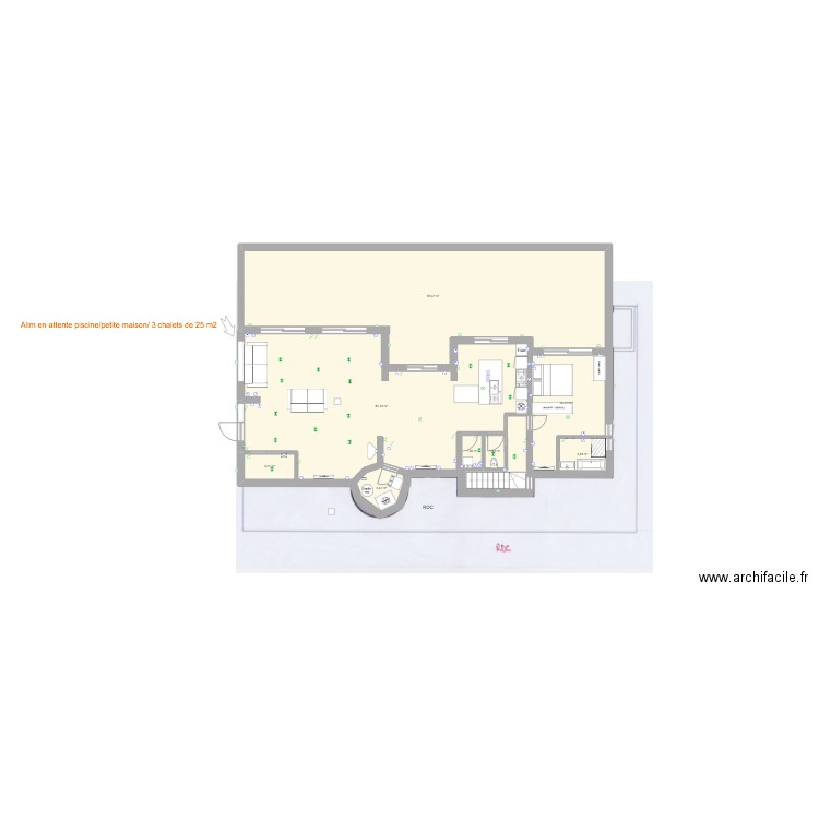 ASSAS RDC. Plan de 8 pièces et 188 m2