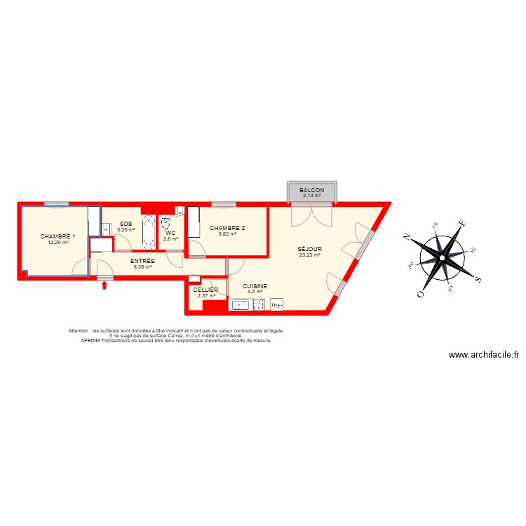 BI 24001 - . Plan de 14 pièces et 85 m2