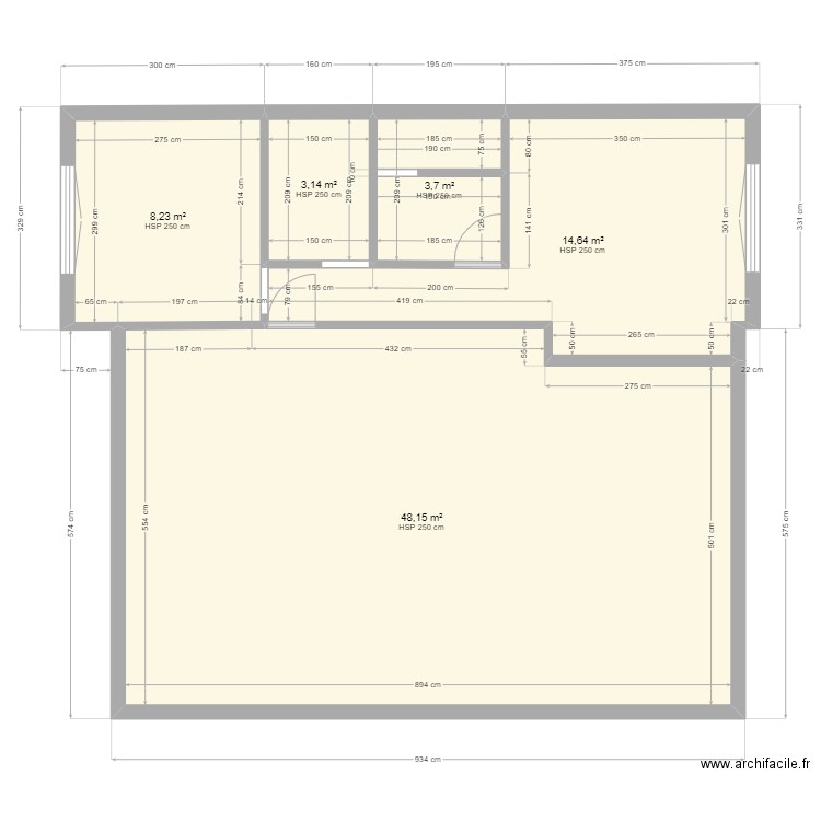 Ennahda 8 - 2eme étage. Plan de 5 pièces et 78 m2