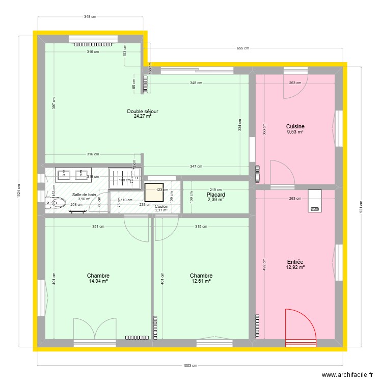 Cheguillaume. Plan de 8 pièces et 82 m2