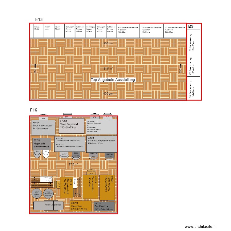 F16 Laufen. Plan de 2 pièces et 59 m2