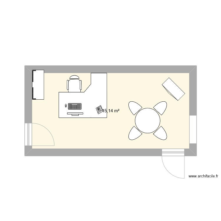 Bureau 2. Plan de 1 pièce et 15 m2