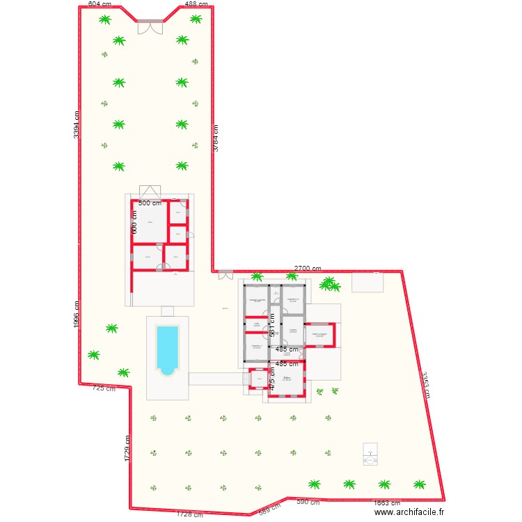 Plan Djerba Mahboubine V1. Plan de 17 pièces et -1907 m2