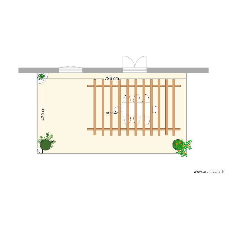 Terrasse2. Plan de 1 pièce et 34 m2