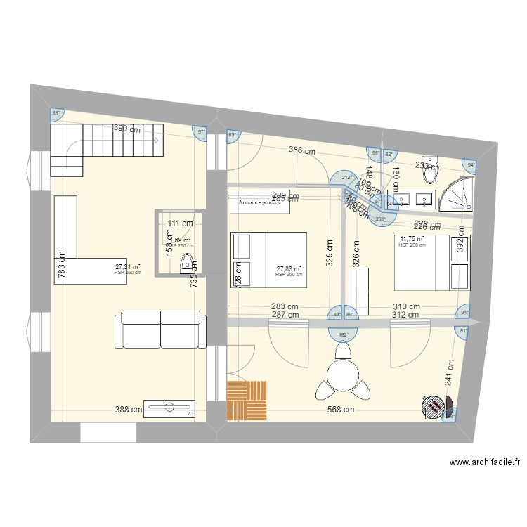 plan espaly progée 1. Plan de 4 pièces et 71 m2