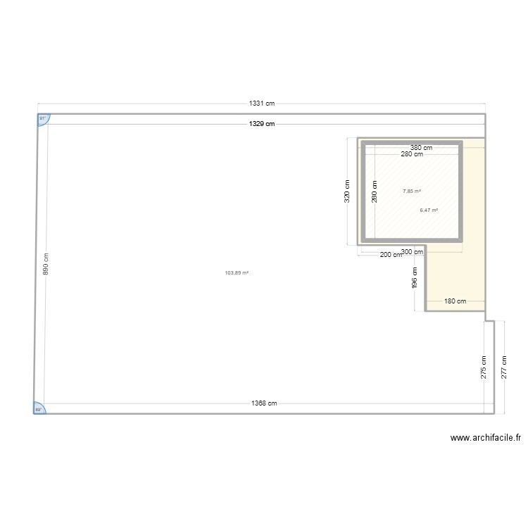 TERRASSE guib. Plan de 3 pièces et 127 m2