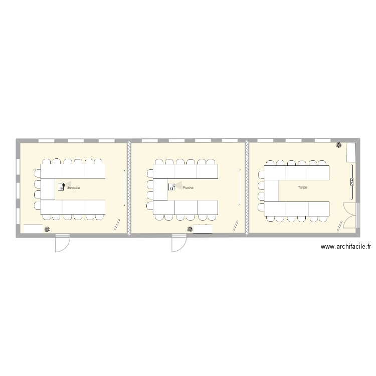 plan salle réunion. Plan de 3 pièces et 92 m2