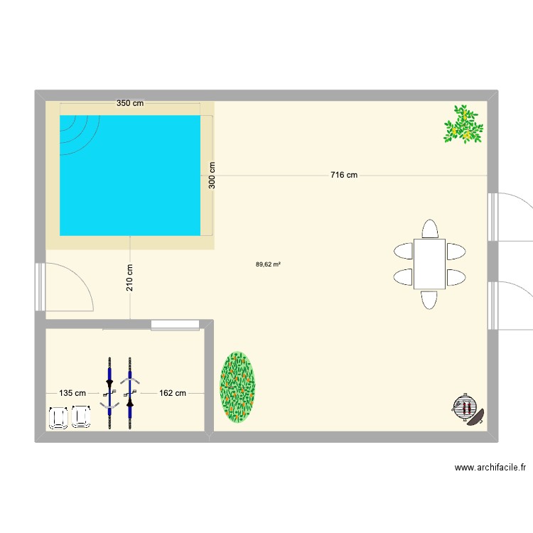 Jardin 60 m2. Plan de 1 pièce et 90 m2