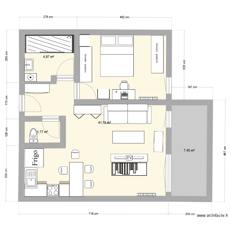 Test 1. Plan de 4 pièces et 56 m2