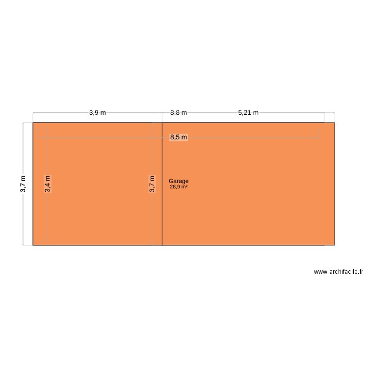 vu de haut garage. Plan de 1 pièce et 29 m2