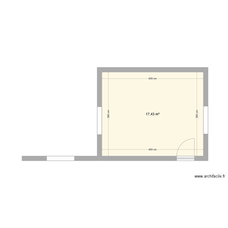 chambre. Plan de 1 pièce et 17 m2