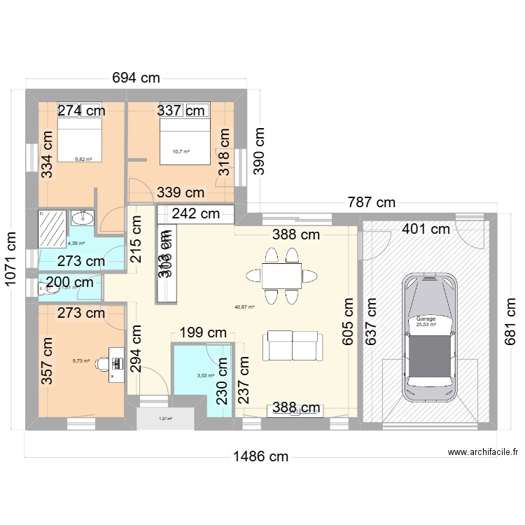 THIEFFRY. Plan de 8 pièces et 106 m2