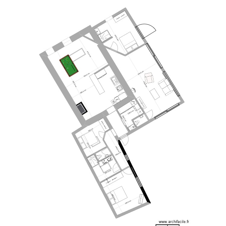 PLAN AGENCEMENT INTERIEUR 3. Plan de 3 pièces et 77 m2