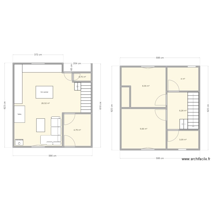 maison cerizay 2.0. Plan de 9 pièces et 65 m2