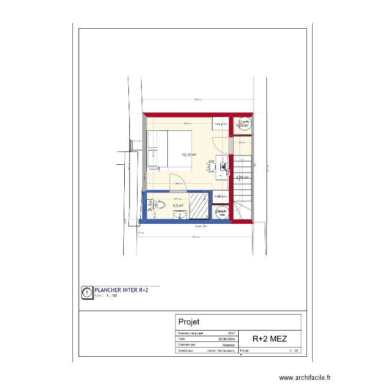 R2 mezzanine projet . Plan de 5 pièces et 20 m2