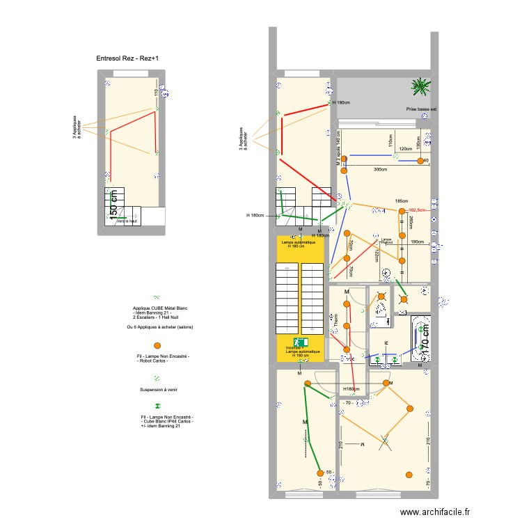 Banning 83 1e étage Elec - Modèles Luminaires. Plan de 9 pièces et 91 m2