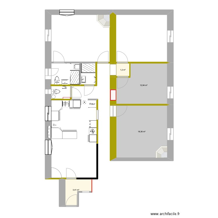 Appt. Plan de 4 pièces et 36 m2