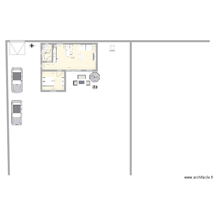 BUNGALOW ANTSA MAROALA. Plan de 3 pièces et 43 m2