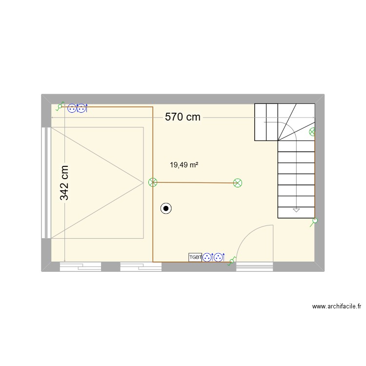 arnaud marcoussis. Plan de 1 pièce et 19 m2