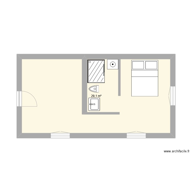 GARE. Plan de 1 pièce et 29 m2