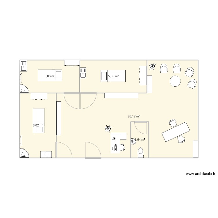 REAMENAGEMNT INSTITUT. Plan de 5 pièces et 44 m2