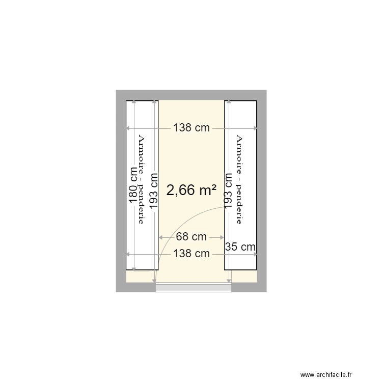 Dressing Rungis. Plan de 1 pièce et 3 m2