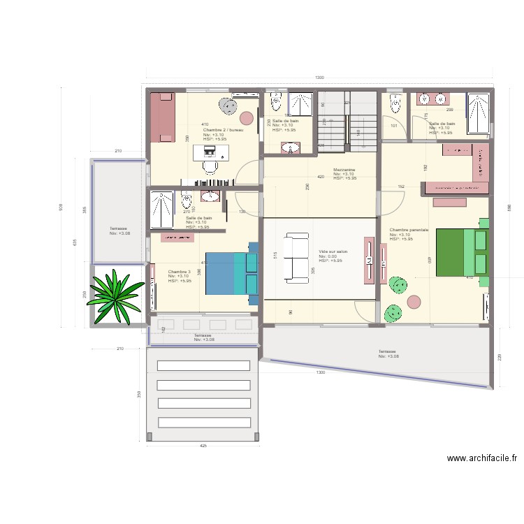 villa 4 étage 2. Plan de 3 pièces et 16 m2