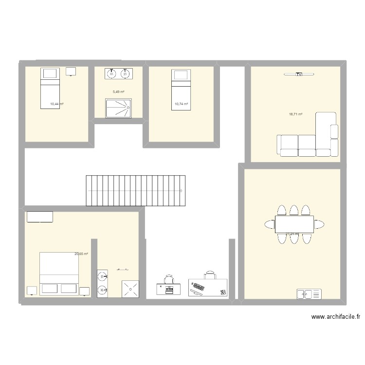 test test . Plan de 6 pièces et 93 m2