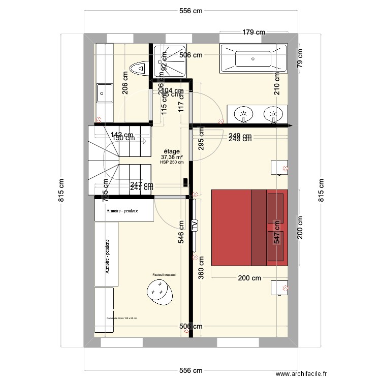 étage Tiffany Käser . Plan de 1 pièce et 37 m2