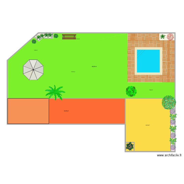 JARDIN. Plan de 5 pièces et 304 m2