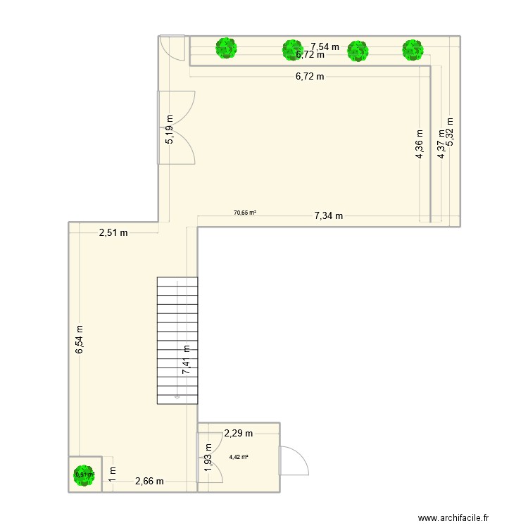 plan extérieur 128 roger françois. Plan de 3 pièces et 76 m2