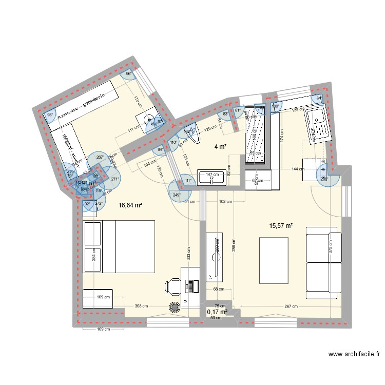 MEUBLE. Plan de 5 pièces et 37 m2