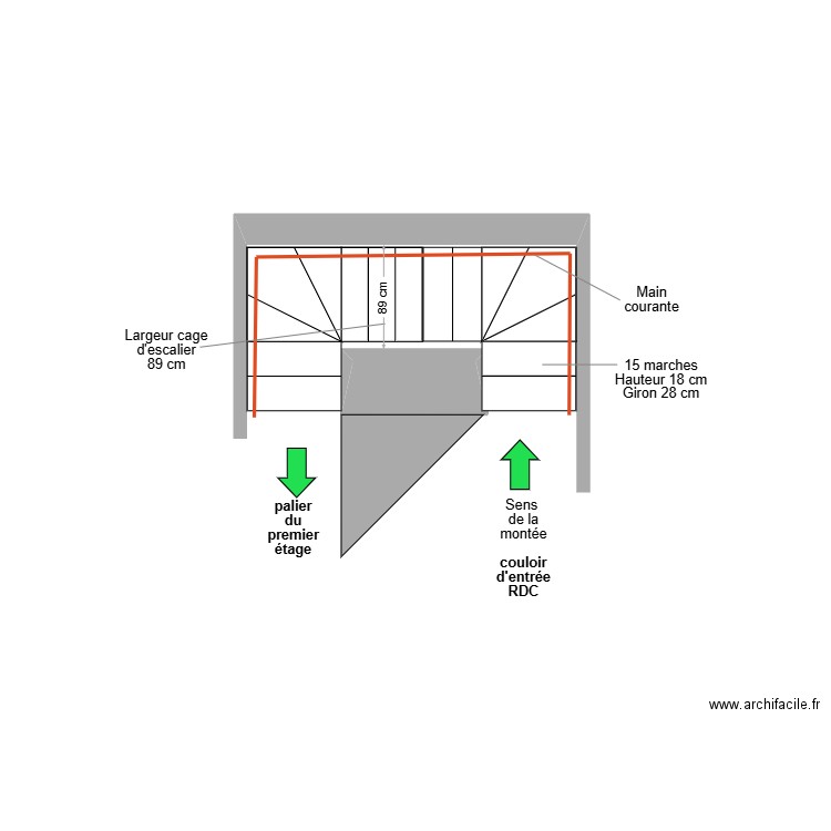 VAN DEPUTTE escalier existant. Plan de 1 pièce et 0 m2