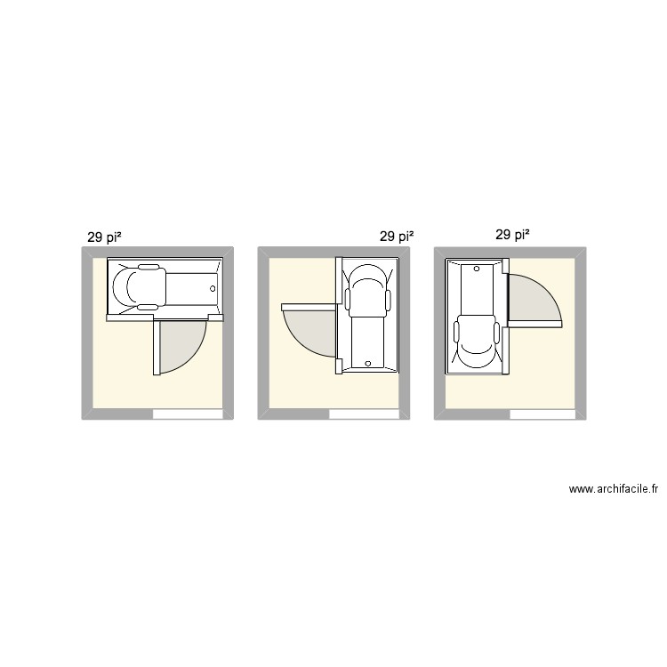 Bain Ghislain. Plan de 3 pièces et 8 m2