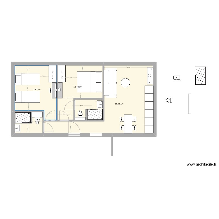 PLAN LE LOUVRE T3 V3. Plan de 5 pièces et 52 m2