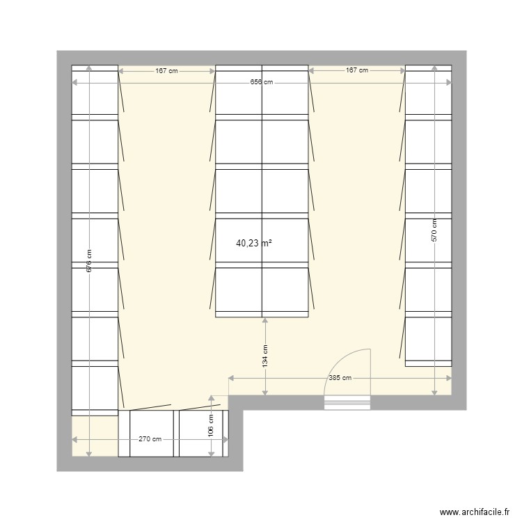 vestiaire ced. Plan de 1 pièce et 40 m2