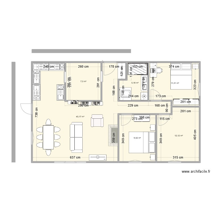 maison plain pied t4. Plan de 6 pièces et 89 m2