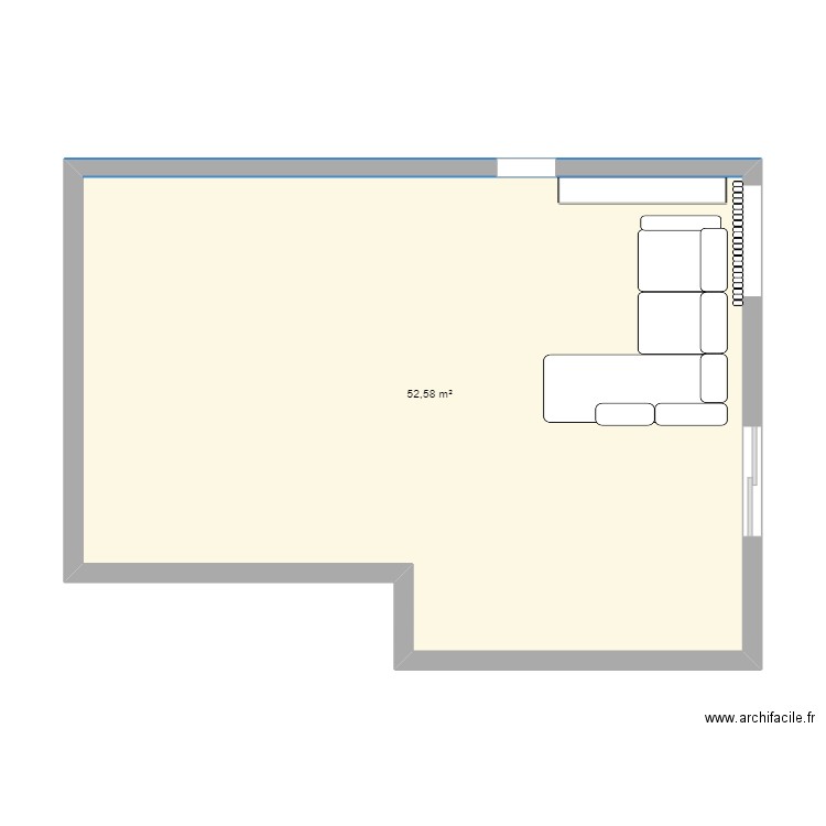 Salon Tréviers. Plan de 1 pièce et 53 m2