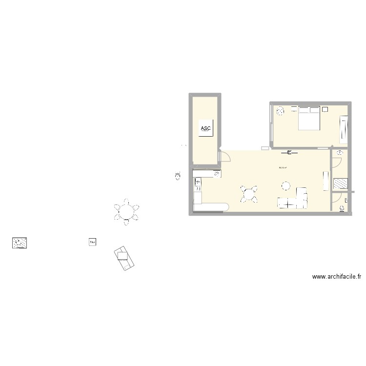 maison François. Plan de 2 pièces et 96 m2