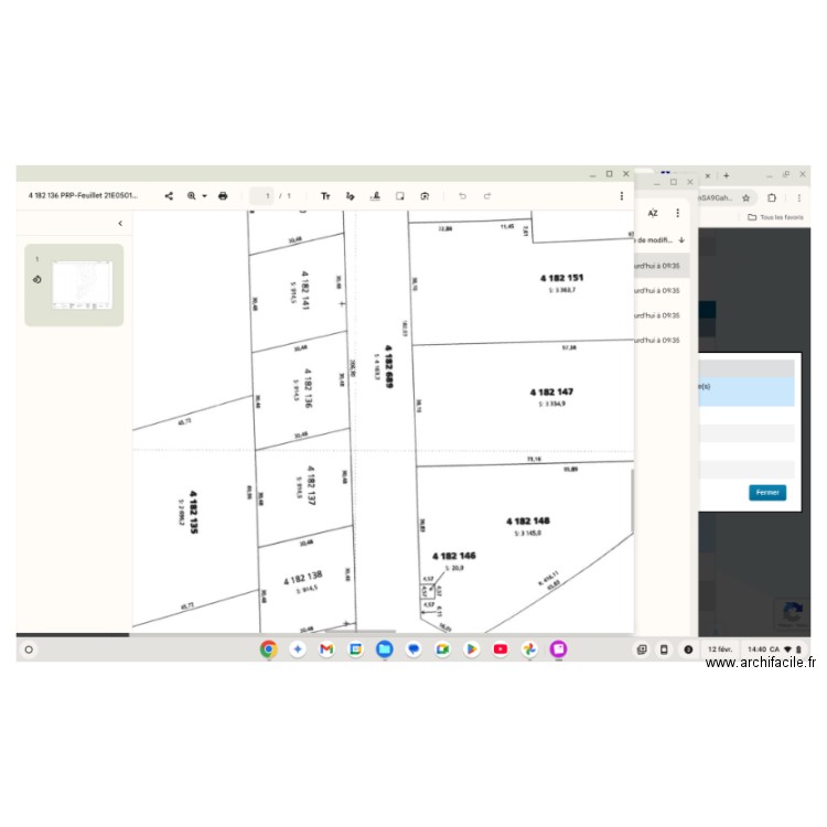 cadastrre. Plan de 0 pièce et 0 m2