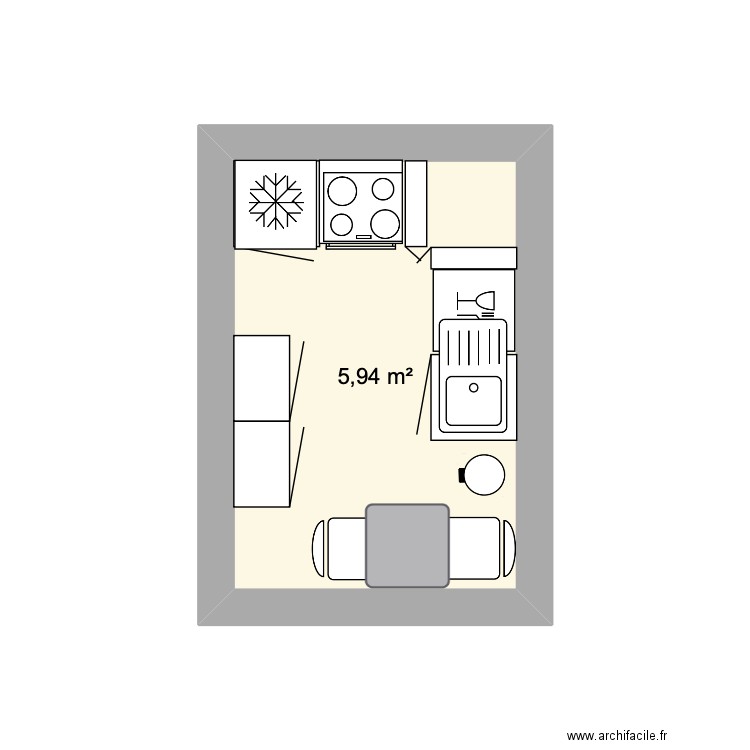 KITCHEN 43. Plan de 1 pièce et 6 m2