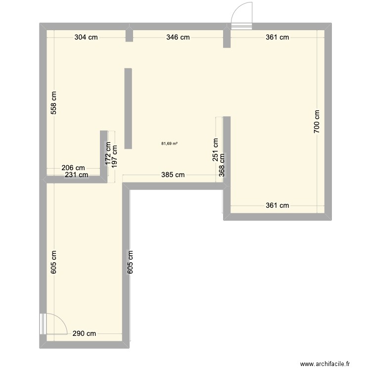 AGENCE. Plan de 1 pièce et 80 m2