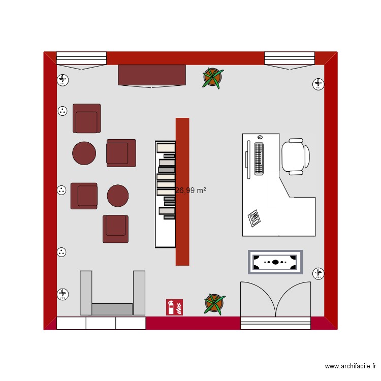 salle accueil. Plan de 1 pièce et 27 m2