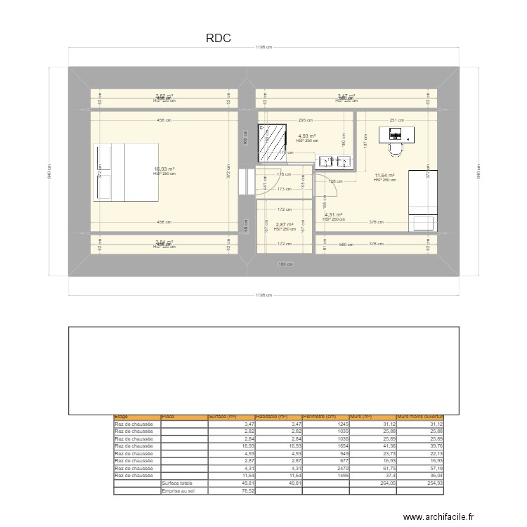 ERWAN étage plan B. Plan de 8 pièces et 50 m2