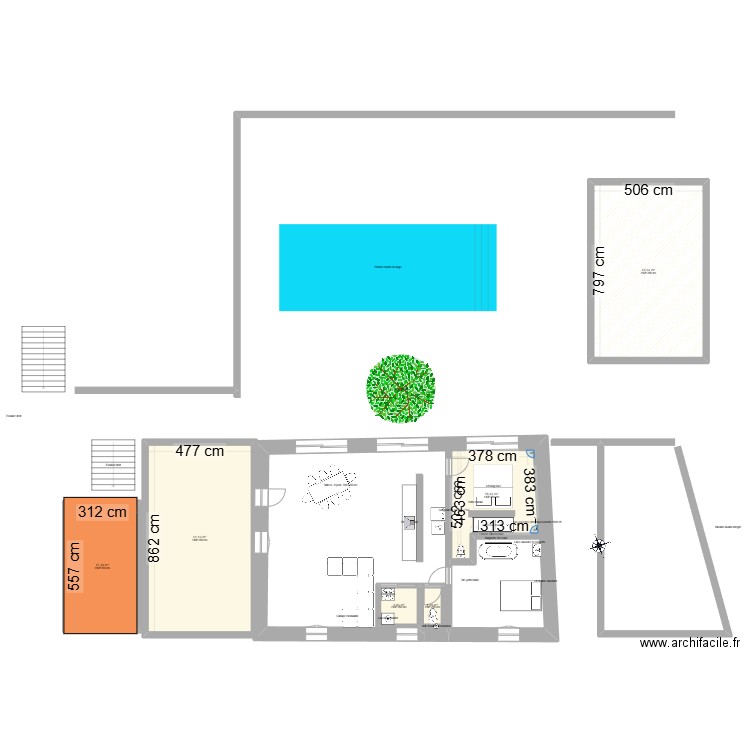 maison 1etage. Plan de 6 pièces et 119 m2