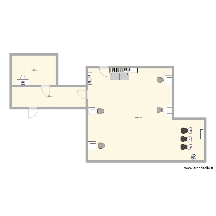 SALON. Plan de 3 pièces et 102 m2